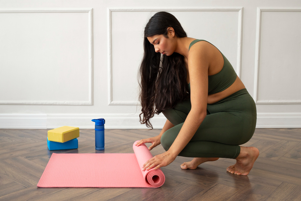 Girl doing yoga for weight lose 